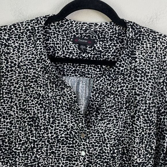 Cocomo Womens XL Animal Print Tunic Top Stretch Roll Tab Sleeve Blouse Shirt - Picture 8 of 11